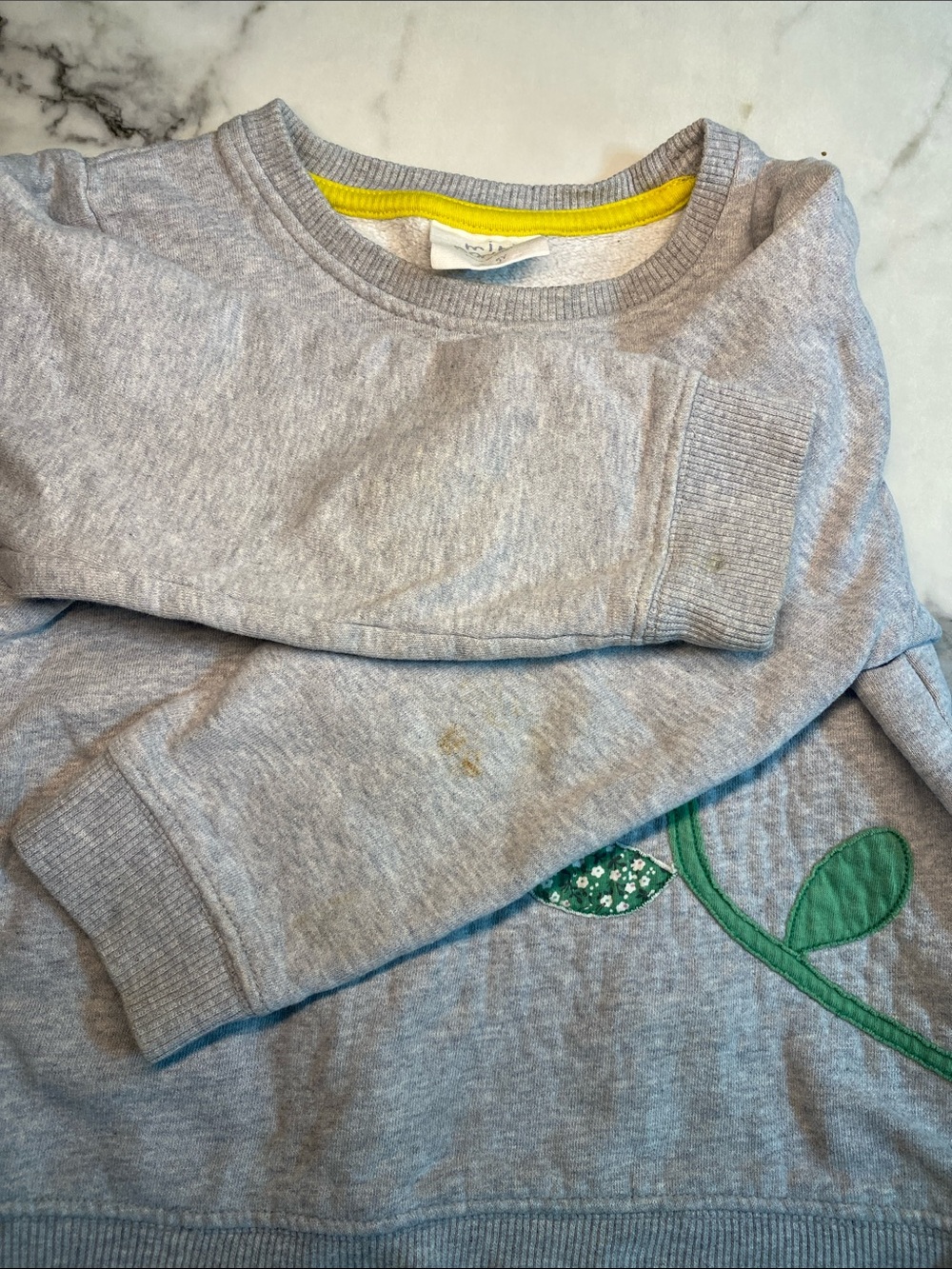 Mini Boden Gray Sweatshirt with Multicolor Flower Appliqué - Picture 4 of 5